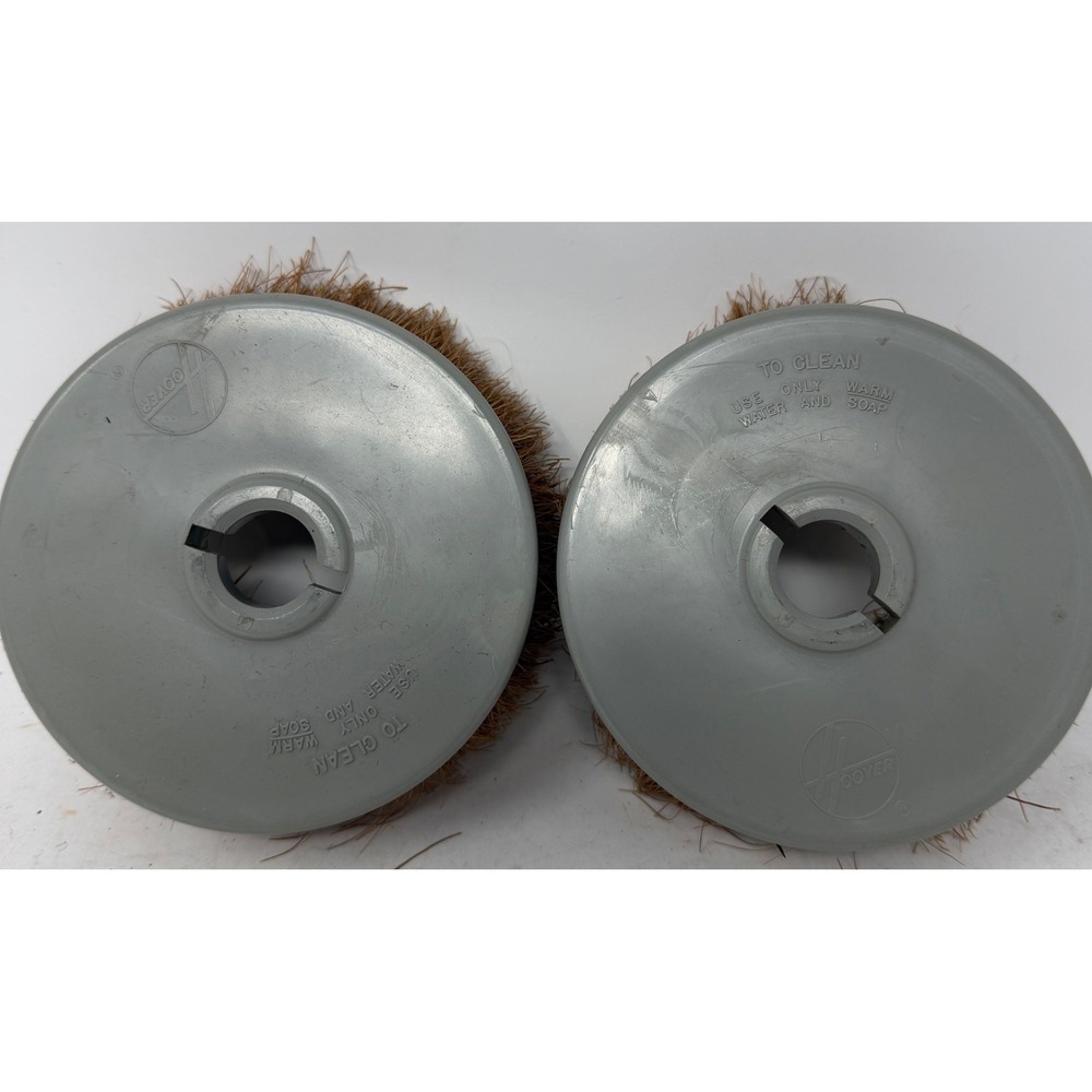 Vintage Hoover Floor Polisher Scrubber Brushes 6" Pair Tampico Gray Hub Keyed